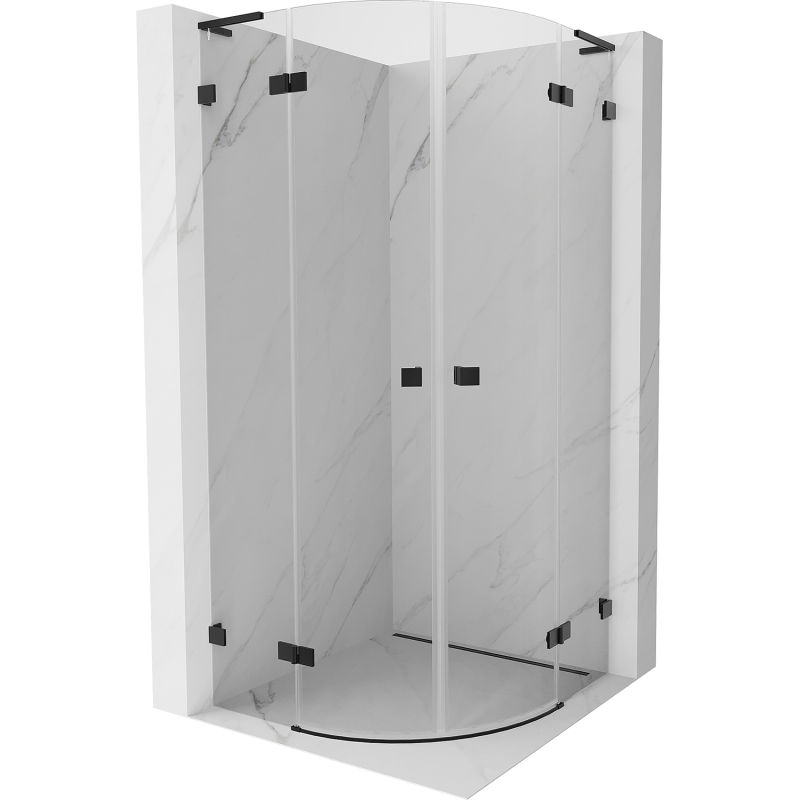 Mexen Lunar L polokruhový výklopný sprchovací kút 90 x 90 cm, transparentný, čierny - 833L-090L-090P-70-00