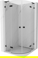 Mexen Lunar L polokruhový výklopný sprchovací kút 90 x 90 cm, transparentný, čierny - 833L-090L-090P-70-00