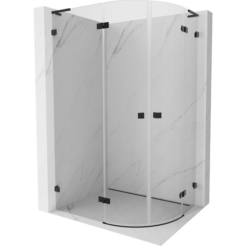 Mexen Lunar L polkruhová sprchová kabína s ľavými dverami 100 x 70 cm, transparentná, čierna - 833L-100L-070P-70-00