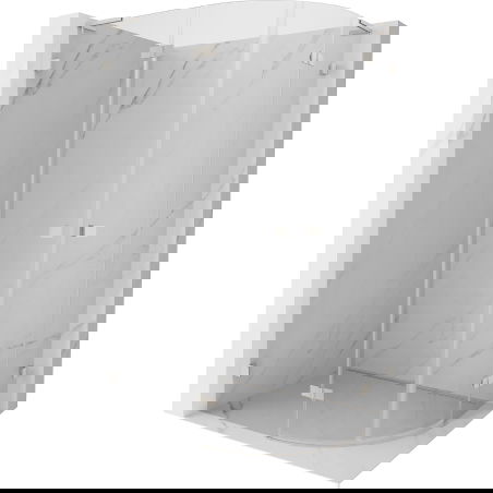 Mexen Lunar L polkruhová sprchová kabína otváracia ľavá 90 x 70 cm, transparentná, brúsený nikel - 833L-090L-070P-97-00