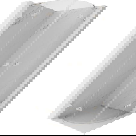 Mexen Lunar L polkruhové sprchové kúty otváracie 90 x 90 cm, transparentné, kartáčovaný nikel - 833L-090L-090P-97-00