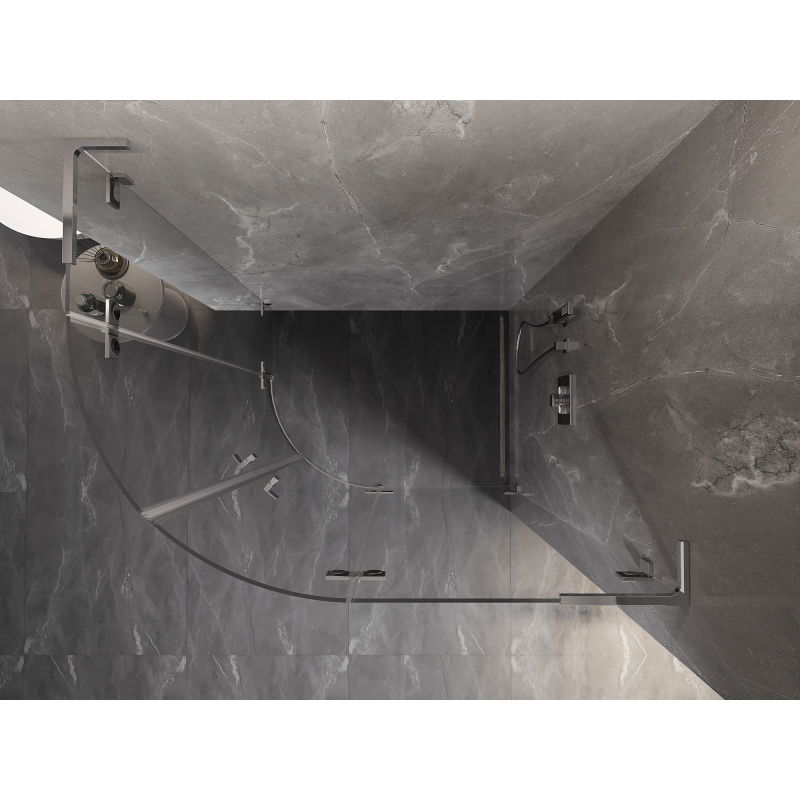 Mexen Lunar L sprchová kabína polkruhová výkyvná pravá 90 x 80 cm, transparentná, chróm - 833L-090P-080L-01-00