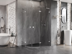 Mexen Lunar L polkruhová sprchová kabína výklopná pravá 100 x 90 cm, transparentná, chróm - 833L-100P-090L-01-00