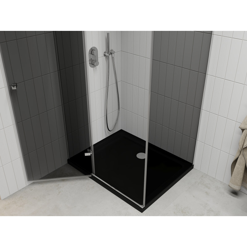 Mexen Roma sprchovací kút s dvierkami 100 x 90 cm, grafit, chróm + vanička Flat, čierna - 854-100-090-01-40-4070