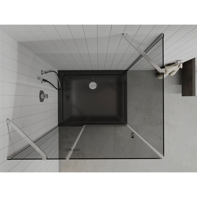Mexen Roma sprchovací kút s dvierkami 120 x 80 cm, grafit, chróm + vanička Flat, čierna - 854-120-080-01-40-4070
