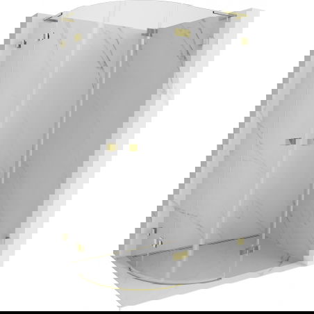 Mexen Lunar L polkruhová sprchová kabína výklopná pravá 80 x 70 cm, transparentná, zlatá brúsená - 833L-080P-070L-55-00