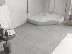 Mexen Flow+ päťuholníkový sprchový vaničkový set 90 x 90 cm, biely lesk - 46P109090H