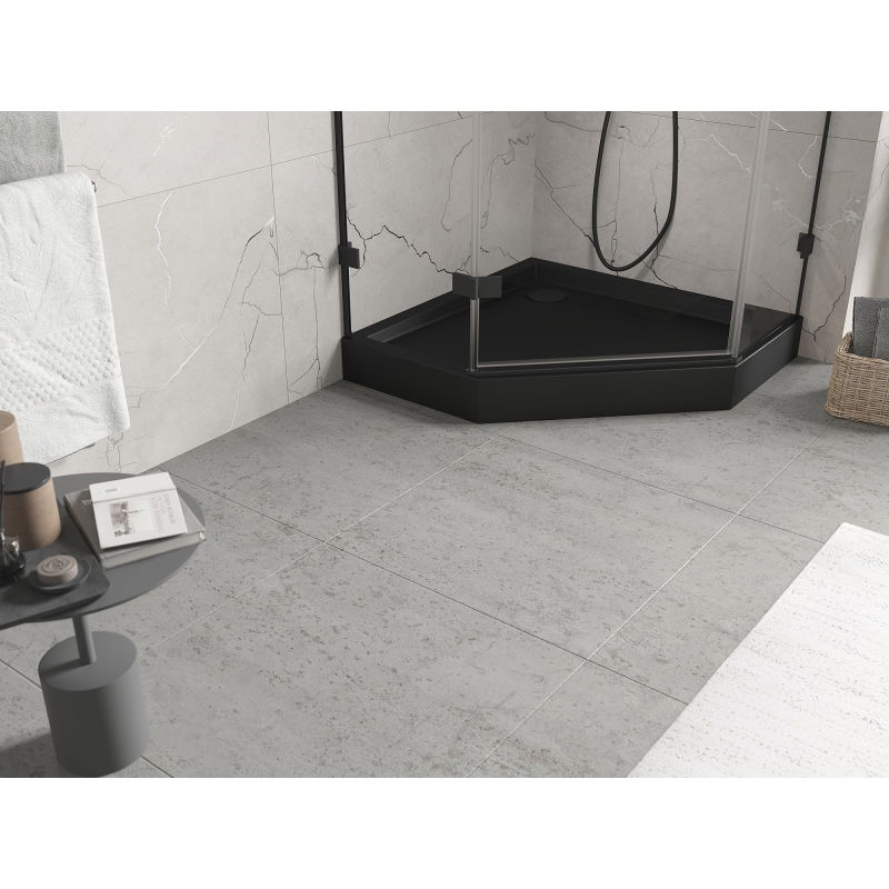 Mexen Flow+ pentagonálny sprchový kút 80 x 80 cm, čierny mat - 46P708080H