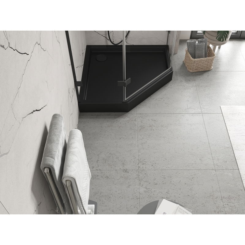 Mexen Flow+ pentagonálny sprchový kút 80 x 80 cm, čierny mat - 46P708080H