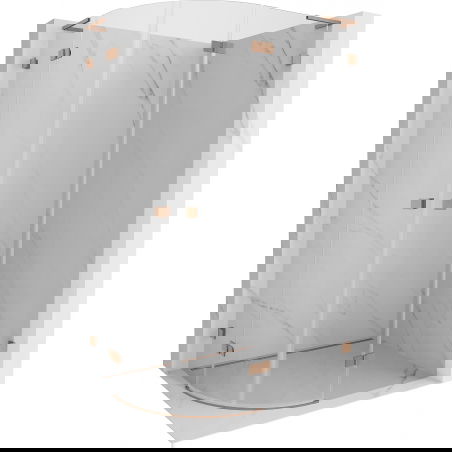 Mexen Lunar L polkruhová sprchová kabína výkyvná pravá 90 x 70 cm, transparentná, kartáčovaná meď - 833L-090P-070L-65-00