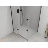 Mexen Roma sprchovací kút kyvný 70 x 90 cm, transparentný, čierny + vanička Flat, biela - 854-070-090-70-00-4010B