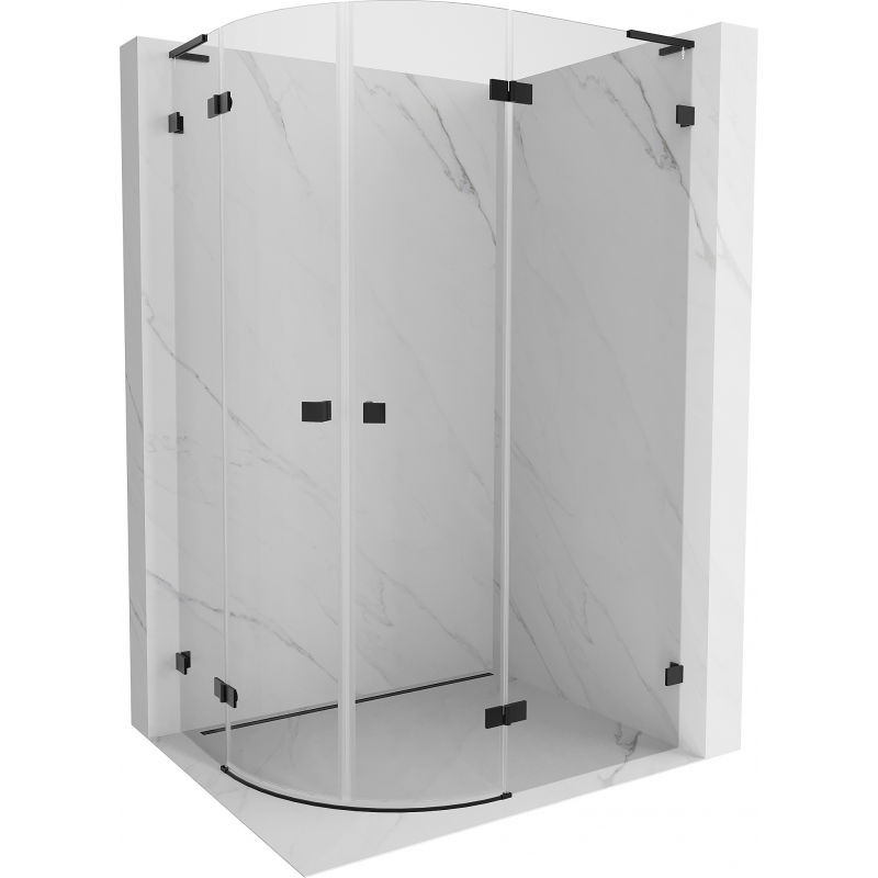 Mexen Lunar L polkruhová sprchová kabína otváracia pravá 90 x 80 cm, transparentná, čierna - 833L-090P-0800L-70-00