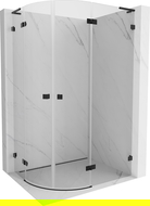 Mexen Lunar L polkruhová sprchová kabína otváracia pravá 90 x 80 cm, transparentná, čierna - 833L-090P-0800L-70-00