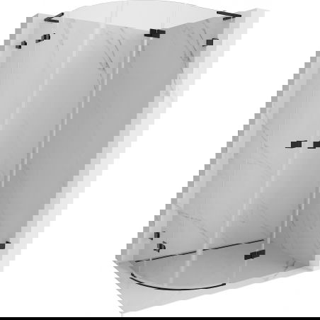 Mexen Lunar L polkruhová sprchová kabína výklopná pravá 100 x 70 cm, transparentná, čierna - 833L-100P-070L-70-00