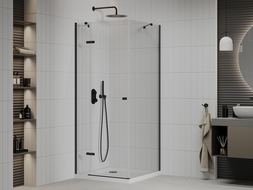 Mexen Roma sprchová kabína, kyvné dvere 80 x 80 cm, transparentnéné, čierna + závesný bidet Flat, biela- 854-080-080-70-00-4010B