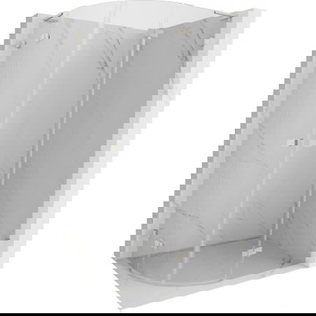 Mexen Lunar L polkruhová sprchová kabína pravá 90 x 80 cm, transparentná, brúsený nikel - 833L-090P-080L-97-00