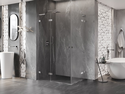 Mexen Lunar L Duo sprchový kút 90 x 75 cm, priehľadný, chróm - 834L-090L-075P-01-00