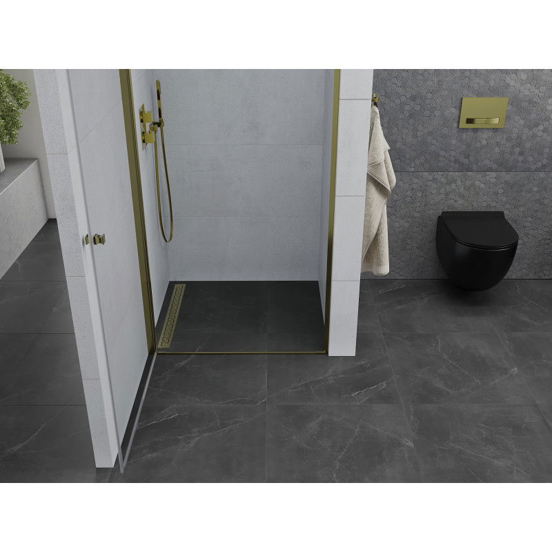 Mexen Pretoria sprchové dvere otvárateľné 70 cm, priehľadné, zlaté - 852-070-000-50-00