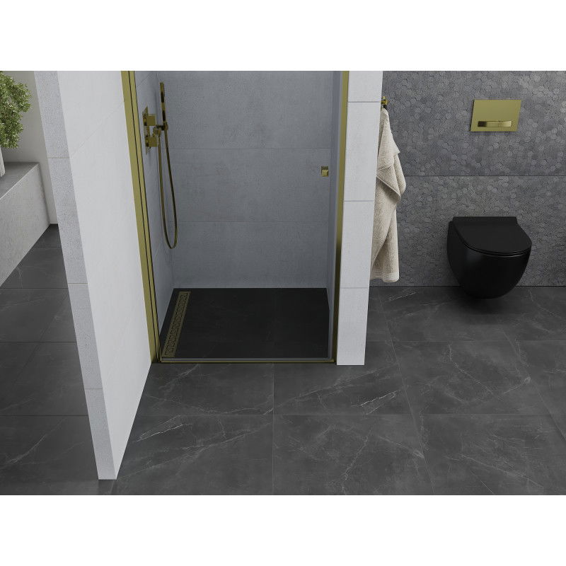 Mexen Pretoria sprchové dvere otočné 90 cm, priehľadné, zlaté - 852-090-000-50-00