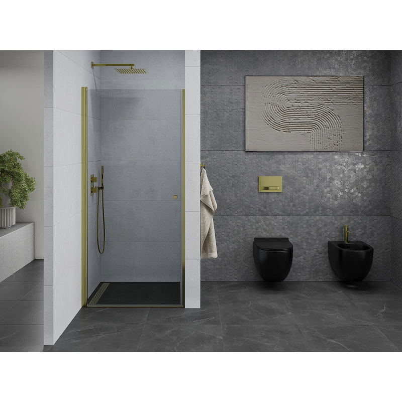 Mexen Pretoria sprchové dvere otočné 90 cm, priehľadné, zlaté - 852-090-000-50-00