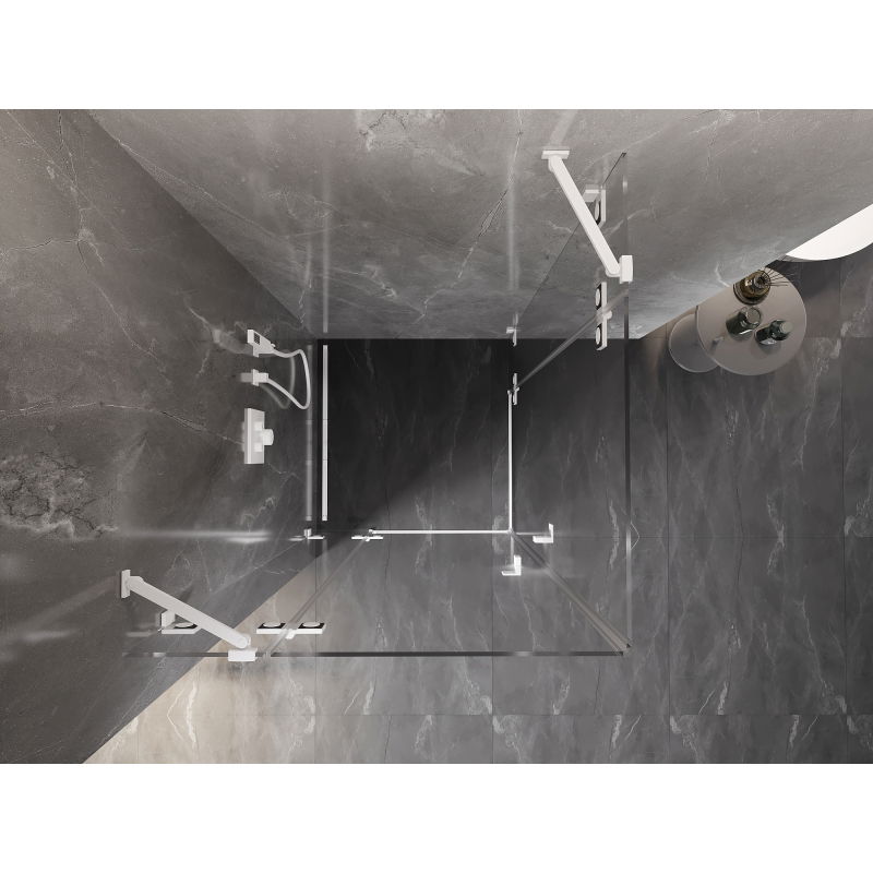 Mexen Lunar Duo sprchový kút s otváracími dverami 120 x 120 cm, priehľadný, biely - 834-120L-120P-20-00