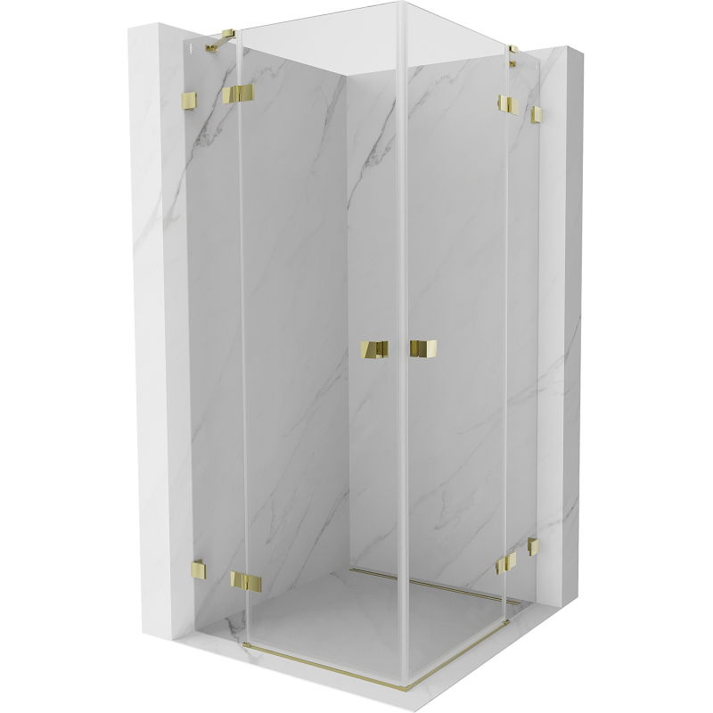 Mexen Lunar Duo sprchový kút 90 x 90 cm, priehľadný, zlatý - 834-090L-090P-50-00