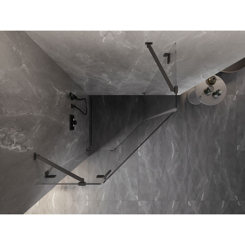 Mexen Lunar päťuholníková sprchová kabína, otváracia ľavá 90 x 90 cm, transparentná, gun metal - 831-090L-090P-95-00-L