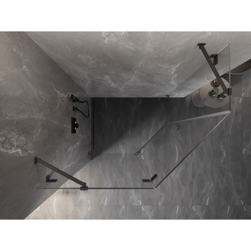 Mexen Lunar päťuholníková sprchová kabína s otočnými ľavými dverami 100 x 80 cm, transparentná, gun metal