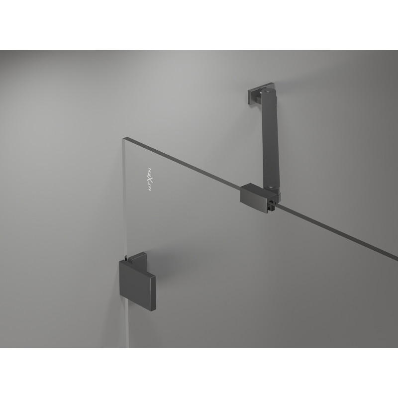 Mexen Lunar päťuholníková sprchová kabína s otočnými ľavými dverami 100 x 80 cm, transparentná, gun metal