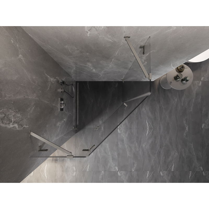 Mexen Lunar päťhranný sprchovací kút s ľavými dverami 80 x 80 cm, priehľadný, brúsený nikel - 831-080L-080P-97-00-L