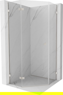 Mexen Lunar päťuholníkový sprchový kút s otváracími dvierkami 90 x 90 cm, transparentný, brúsený nikel - 831-090L-090P-97-00-L