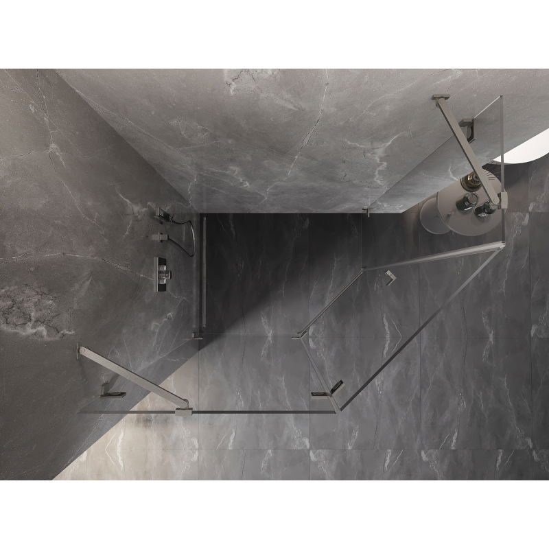 Mexen Lunar päťuholníková sprchová kabína otváracia ľavá 100 x 80 cm, transparentná, brúsený nikel - 831-100L-080P-97-00-L