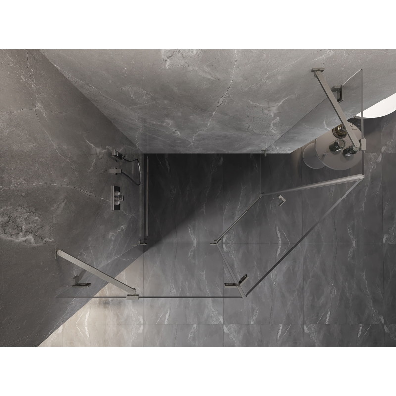 Mexen Lunar pentagonálna sprchová kabína ľavá 100 x 80 cm, transparentná, brúsený nikel - 831-100L-080P-97-00-L