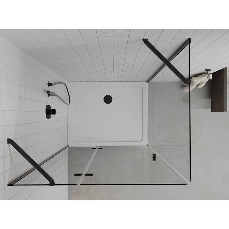 Mexen Roma otočné sprchové dvere 100 x 90 cm, transparentné, čierne + plochá vanička, biela - 854-100-090-70-00-4010B