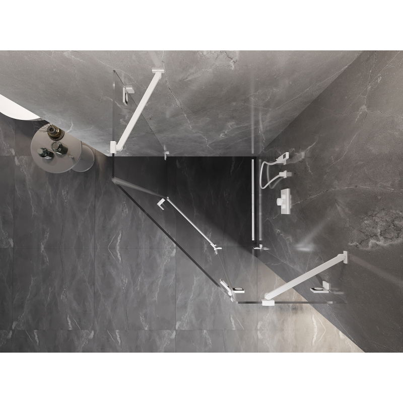 Mexen Lunar pentagonálna sprchová kabína pravá 80 x 80 cm, priehľadná, biela - 831-080P-080L-20-00-P