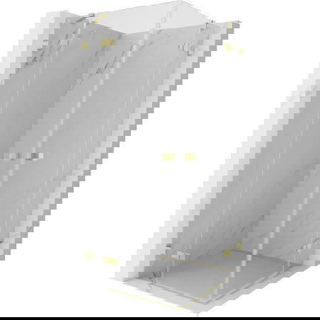 Mexen Lunar Duo kabína sprchová s dverami 75 x 75 cm, transparentná, zlatá kartáčovaná - 834-075L-075P-55-00