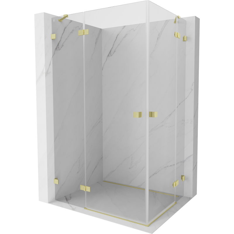 Mexen Lunar Duo sprchovací kút s dverami 85 x 70 cm, transparentný, zlatý kartáčovaný - 834-085L-070P-55-00