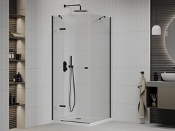 Mexen Roma sprchovací kút s otočnými dverami 100 x 100 cm, transparentný, čierny + vanička Flat, biela - 854-100-100-70-00-4010?