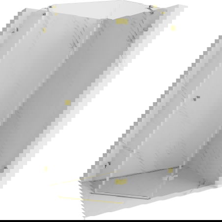 Mexen Lunar päťuholníková sprchová kabína výklopná pravá 90 x 80 cm, transparentná, zlatá - 831-090P-080L-50-00-P