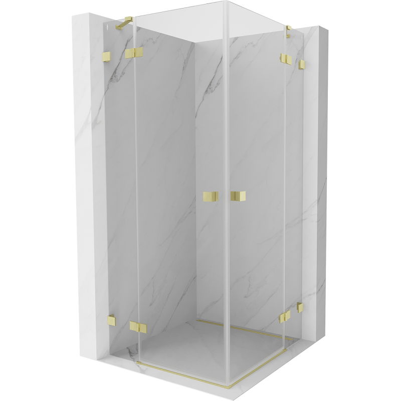 Mexen Lunar Duo sprchový kút s otváracími dverami 105 x 105 cm, transparentný, zlatý kartáčovaný - 834-105L-105P-55-00
