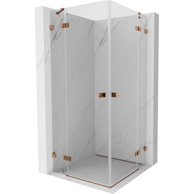 Mexen Lunar Duo sprchovací kút s otváracími dverami 90 x 90 cm, transparentný, ružové zlato - 834-090L-090P-60-00