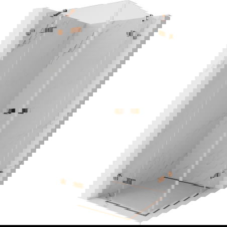 Mexen Lunar Duo sprchovací kút s výklopnými dverami 95 x 95 cm, priehľadný, ružové zlato - 834-095L-095P-60-00