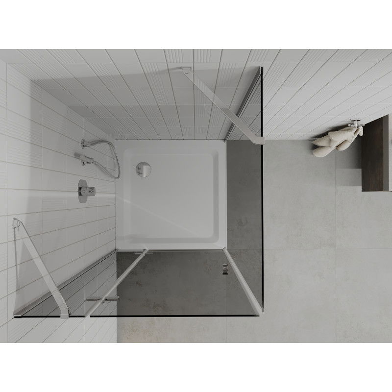 Mexen Roma sprchový kút otvárateľný 70 x 70 cm, grafit, chróm + vanička Flat, biela - 854-070-070-01-40-4010