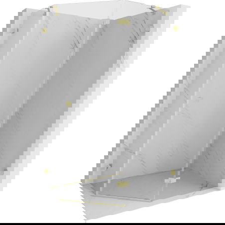 Mexen Lunar päťuholníková sprchová kabína pravá 100 x 80 cm, transparentná, zlatá kartáčovaná - 831-100P-080L-55-00-P