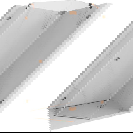 Mexen Lunar päťuholníková sprchová kabína posuvná pravá 90 x 80 cm, transparentná, ružové zlato - 831-090P-080L-60-00-P