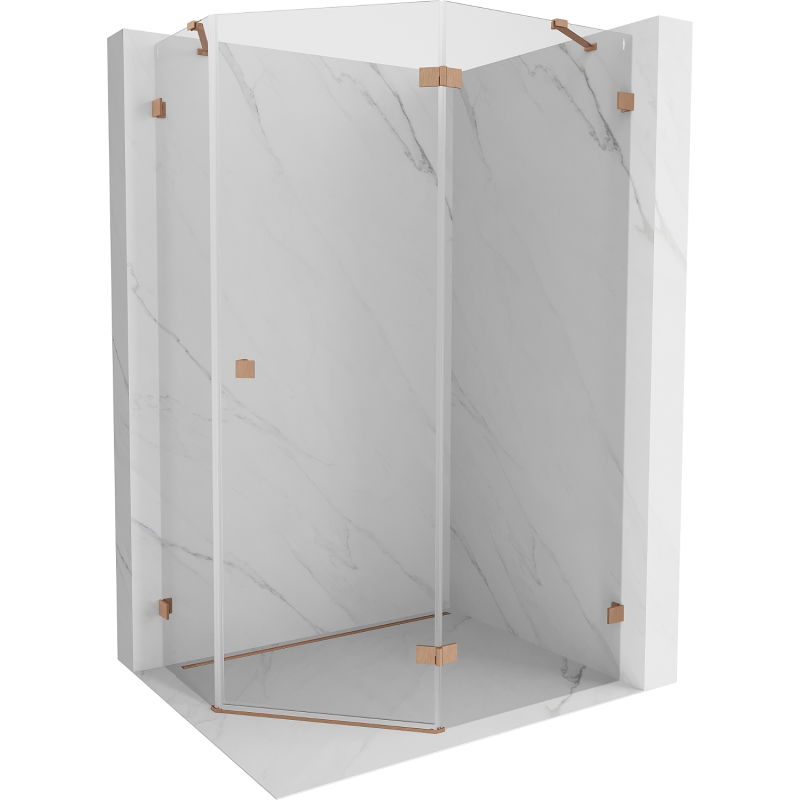 Mexen Lunar pravouhlý sprchový kút s otváracími dverami v pravom prevedení 100 x 90 cm, transparentný, brúsená meď - 831-100P-0?