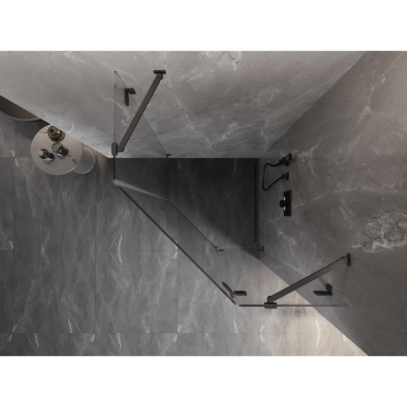 Mexen Lunar pätstenná sprchová kabína výklopná pravá 100 x 100 cm transparentná, gun gray brúsená