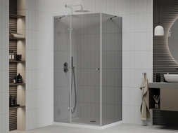 Mexen Roma sprchový kút s otočnými dverami 70 x 100 cm, grafit, chróm + vanička Flat, biela - 854-070-100-01-40-4010