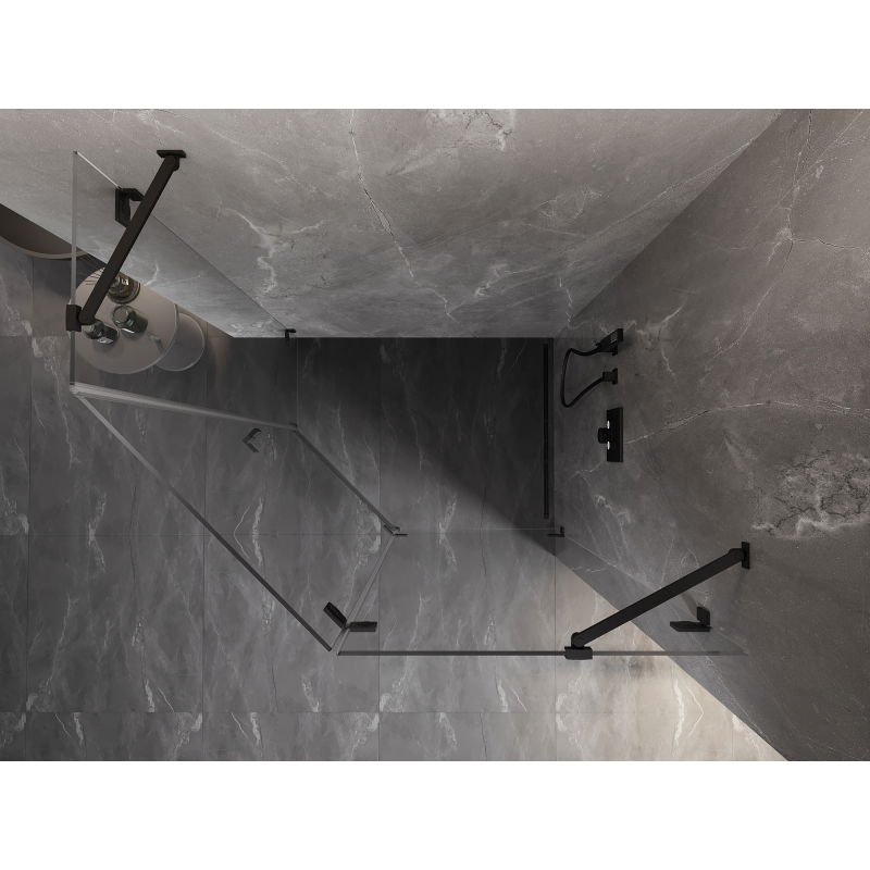 Mexen Lunar päťuholníková sprchová kabína výklopná pravá 100 x 90 cm, transparentná, čierna - 831-100P-090L-70-00-P