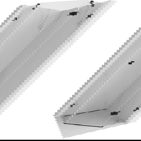 Mexen Lunar pravouhlá sprchová kabína päťuholníková pravá 100 x 100 cm, priehľadná, čierna - 831-100P-100L-70-00-P